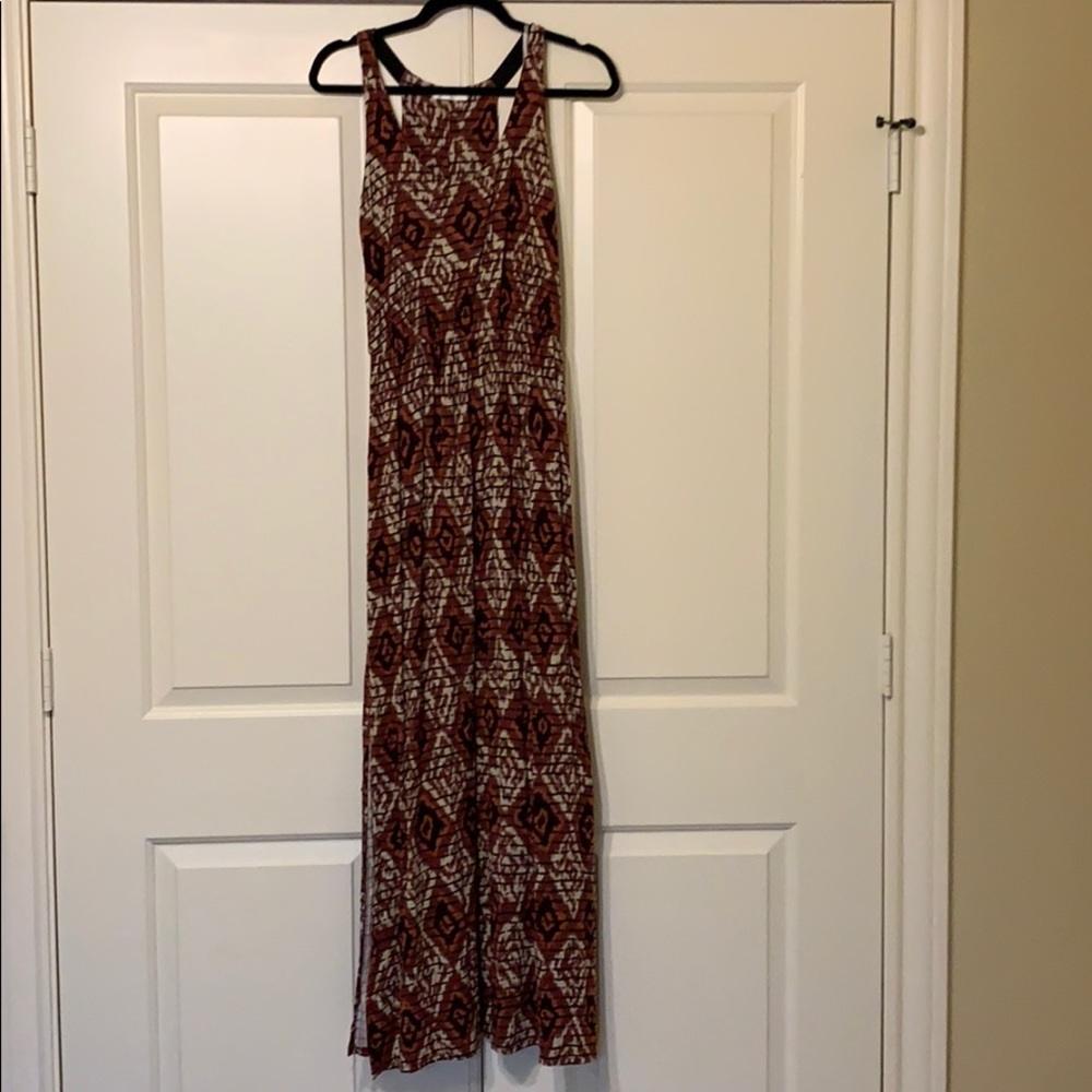 Maroon Ikat Print Maxi Dress